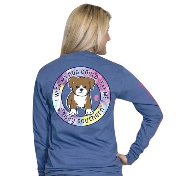 Simply Southern “Wish My Dog Could Text Me” In Moonrise Long Sleeve Medium NWT - Picture 1 of 11